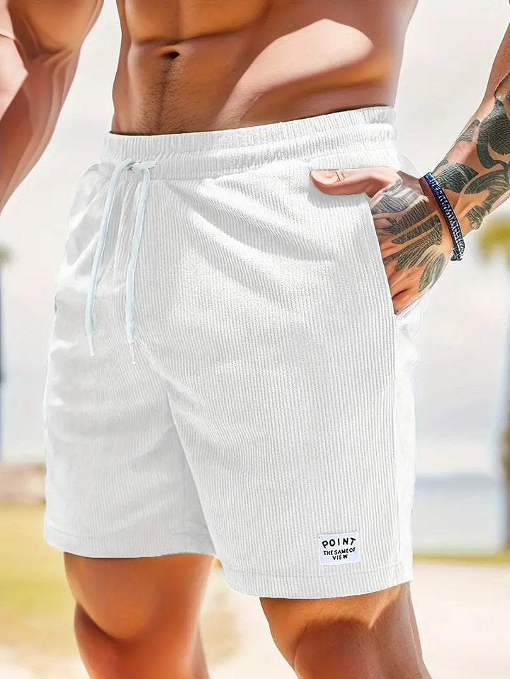 Men's summer ribbed swim shorts with elastic waist & quick-dry fabric for ultimate comfort.