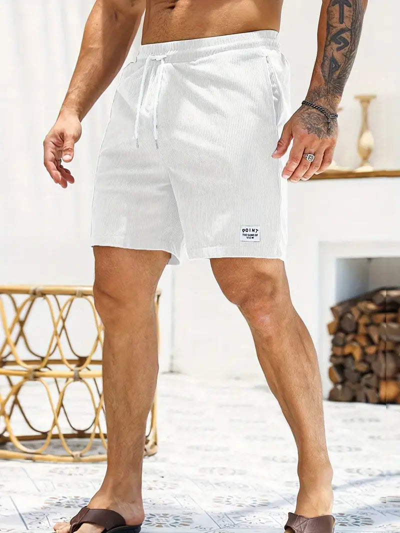 Ribbed men's swimwear, quick-dry shorts for beach and poolside, a summer essential.