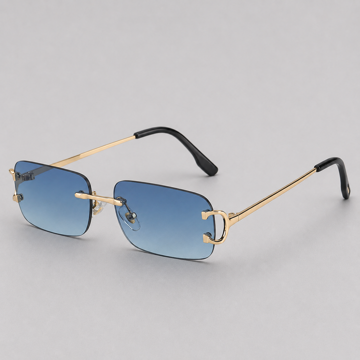 Comfortable men's rimless rectangle sunglasses, ideal summer accessory for sunny days & modern style.