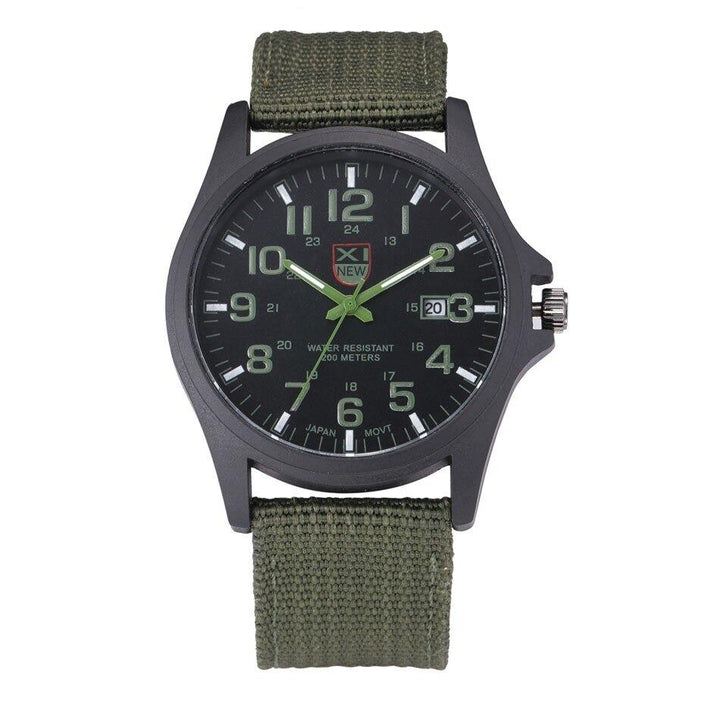 Men's robust water-resistant sport watch with black silicone strap & stainless steel case for outdoor adventures.