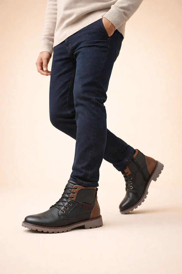 Versatile men's brown dress boots, rugged design with side zip. Great for casual, smart casual & formal looks.