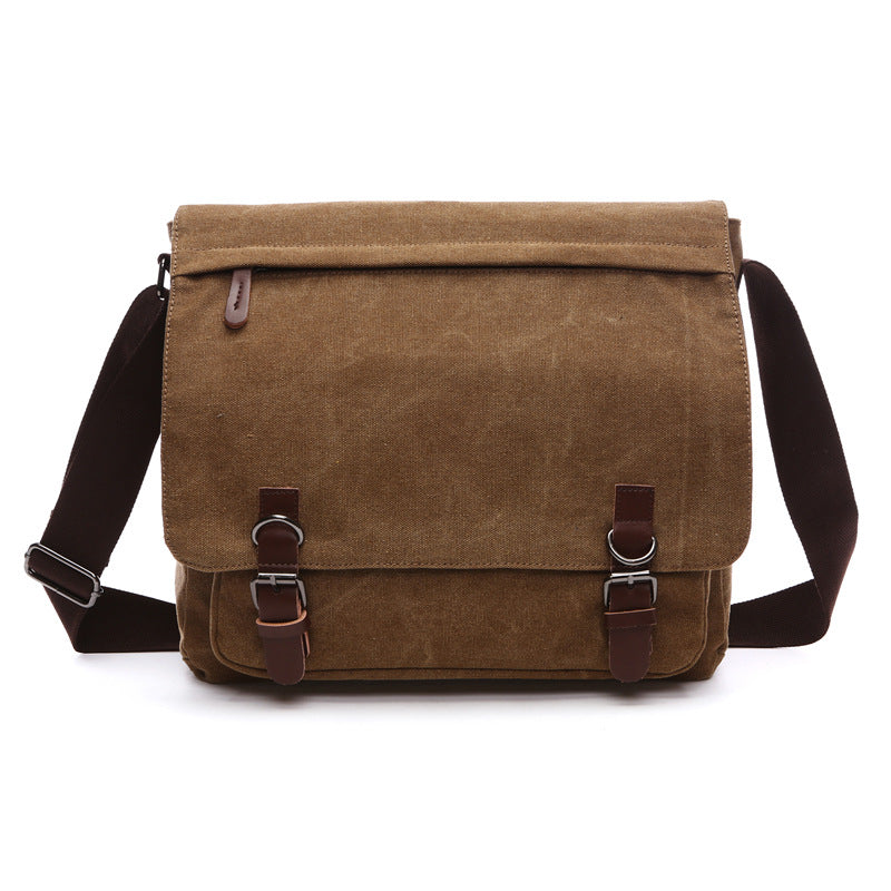 Durable men's rugged canvas shoulder bag for work or travel, ideal for everyday carry and utility.