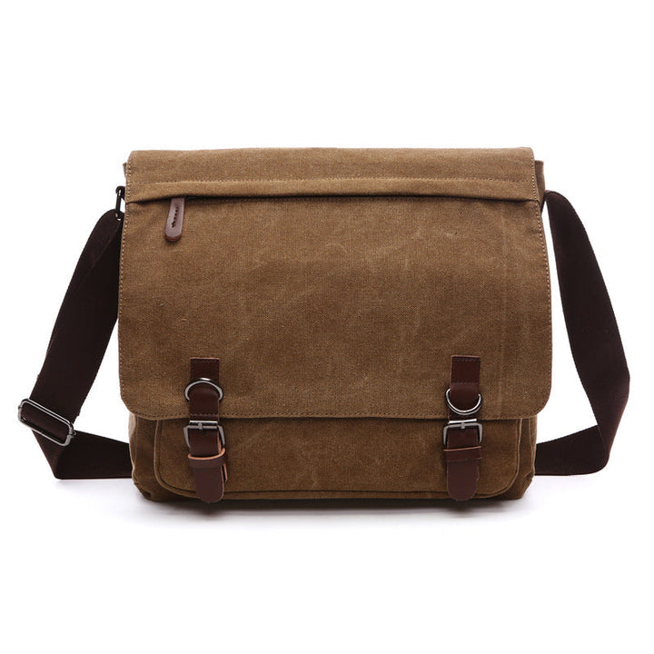 Durable men's rugged canvas shoulder bag for work or travel, ideal for everyday carry and utility.