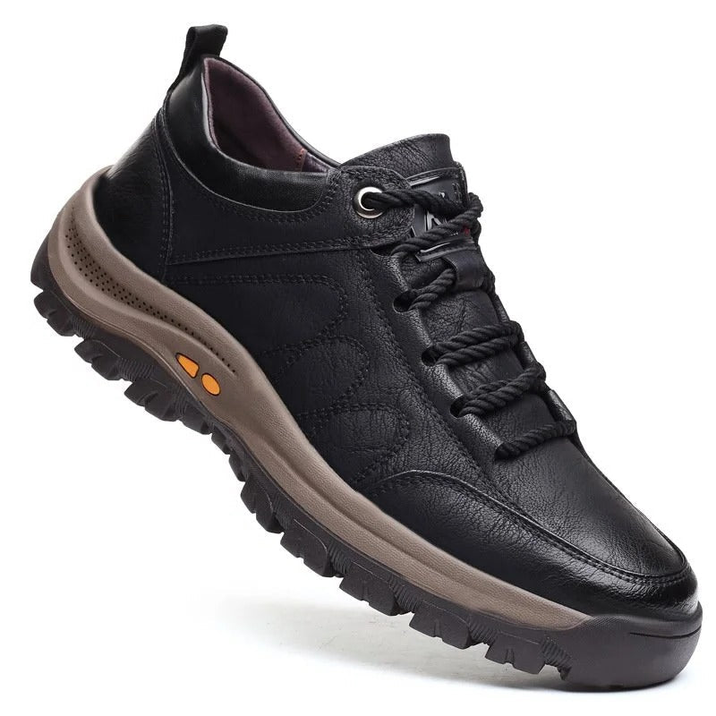 Men's rugged low top lace-up shoes for casual comfort. Durable brown everyday footwear.