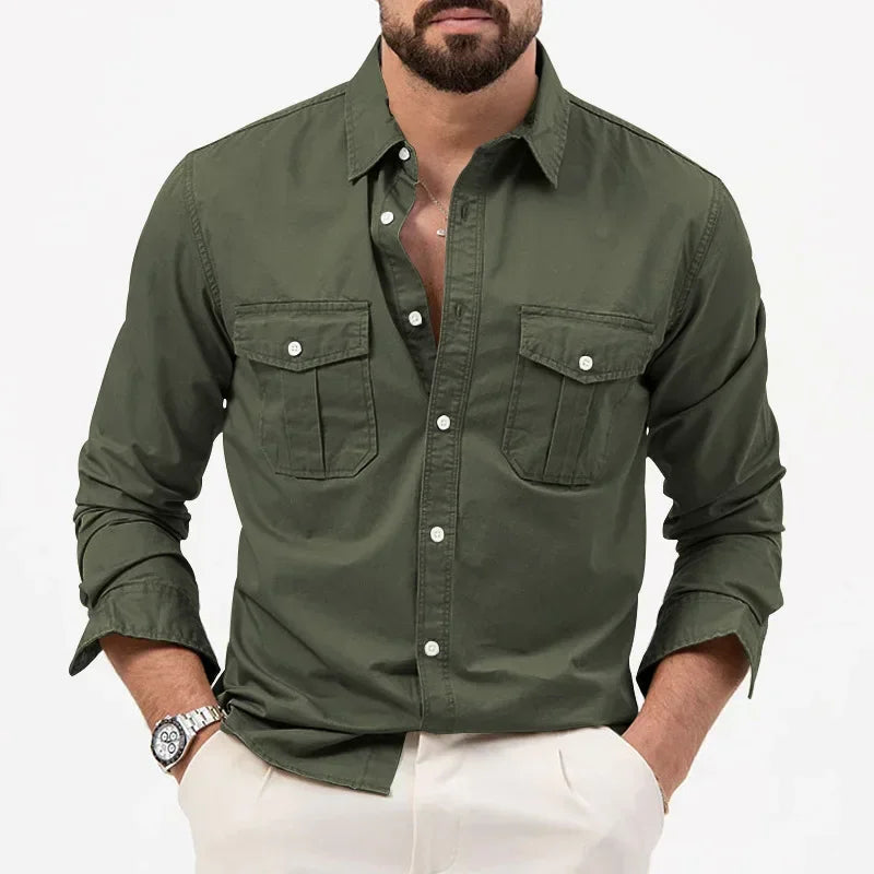 Comfortable quick-dry men's button-up shirt. Ideal for travel, hiking, and active outdoor adventures.