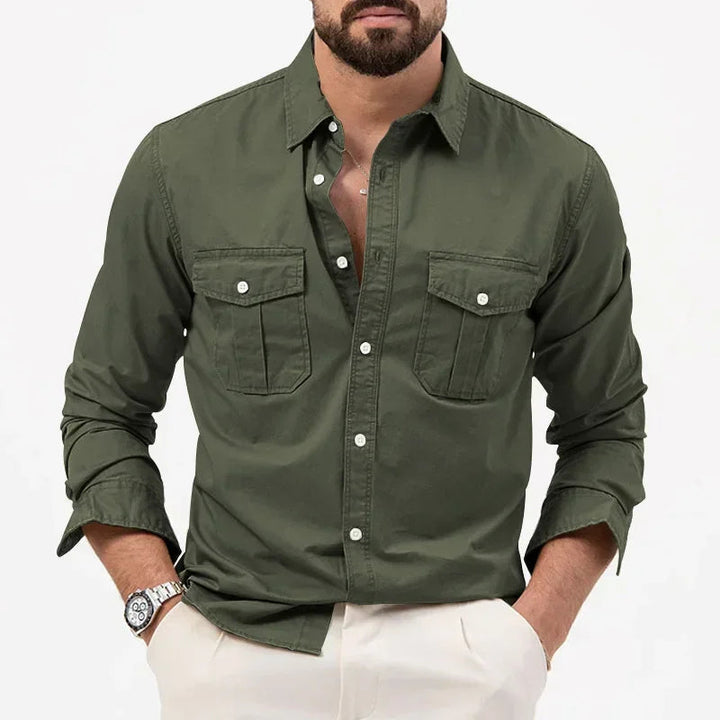 Comfortable quick-dry men's button-up shirt. Ideal for travel, hiking, and active outdoor adventures.