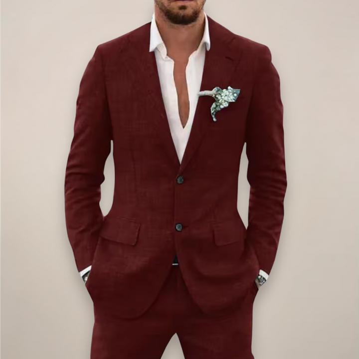 Versatile men's tailored two-piece suit. A smart choice for business, formal parties, or a stylish wedding guest.