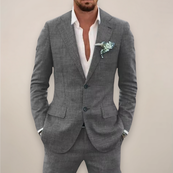 Men's elegant tailored two-piece suit, a key piece for professional business attire & formal fashion.