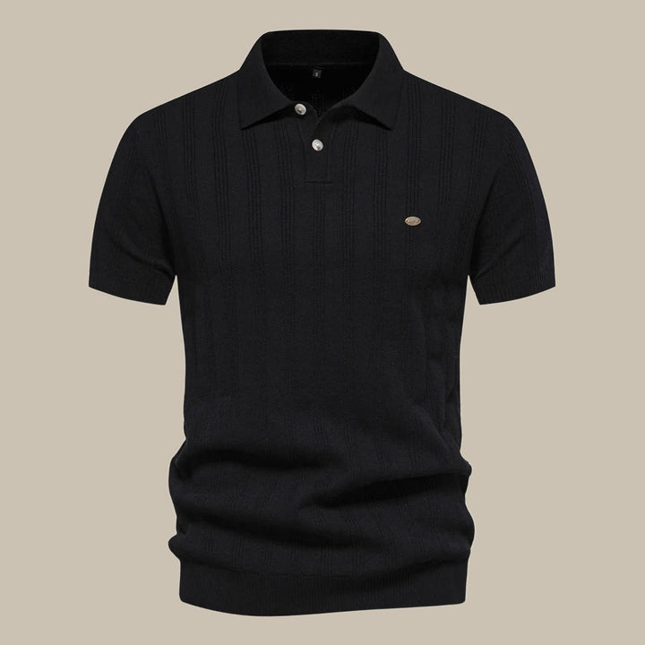 Classic men's short sleeve knit polo shirt, a comfortable and stylish smart-casual top for daily wear.