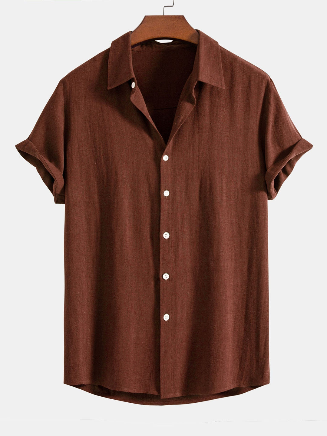 Men's short sleeve relaxed fit button-up shirt, a casual summer top for warm weather everyday wear.