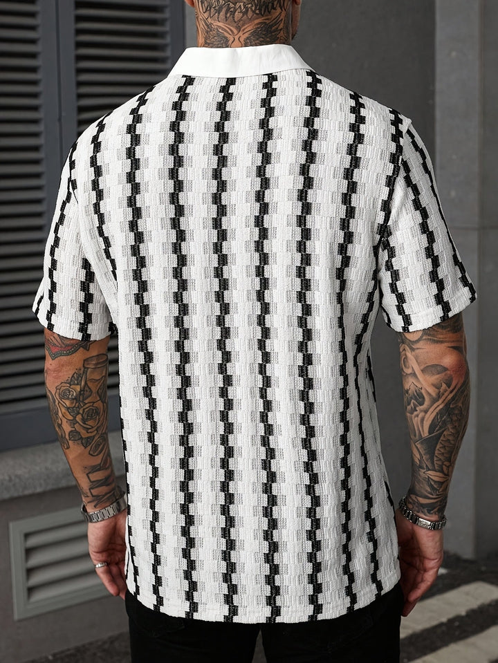 Stylish men's striped short sleeve shirt, ideal for warm weather and effortless summer fashion.