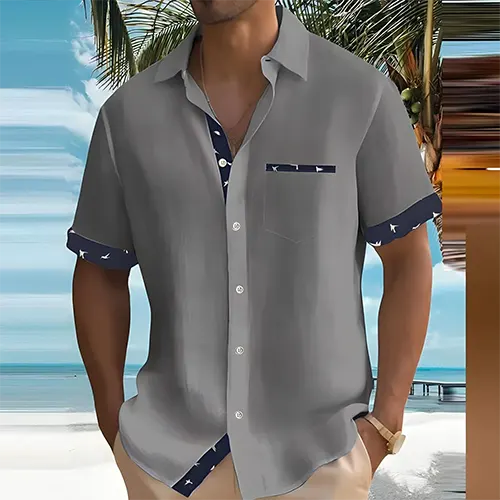 Lightweight men's casual shirt with short sleeves. Perfect for summer fashion, offering breathability & comfort.