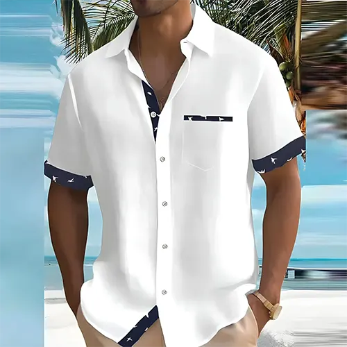 Stylish men's short sleeve summer shirt, perfect for vacation or casual outings. Comfort fit & modern design.