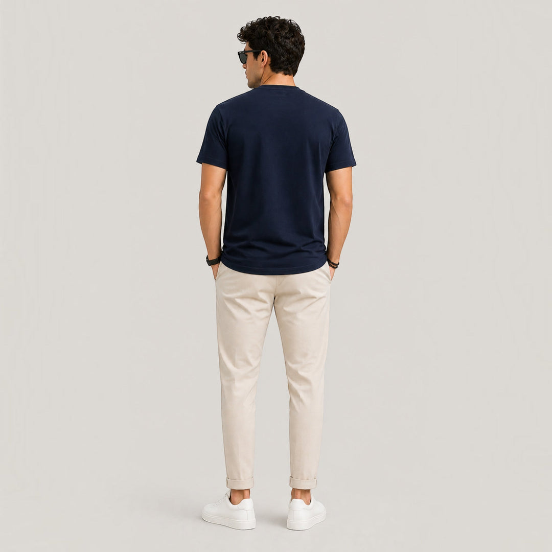 Soft feel men's crew neck tee, breathable for summer & spring casual wear.