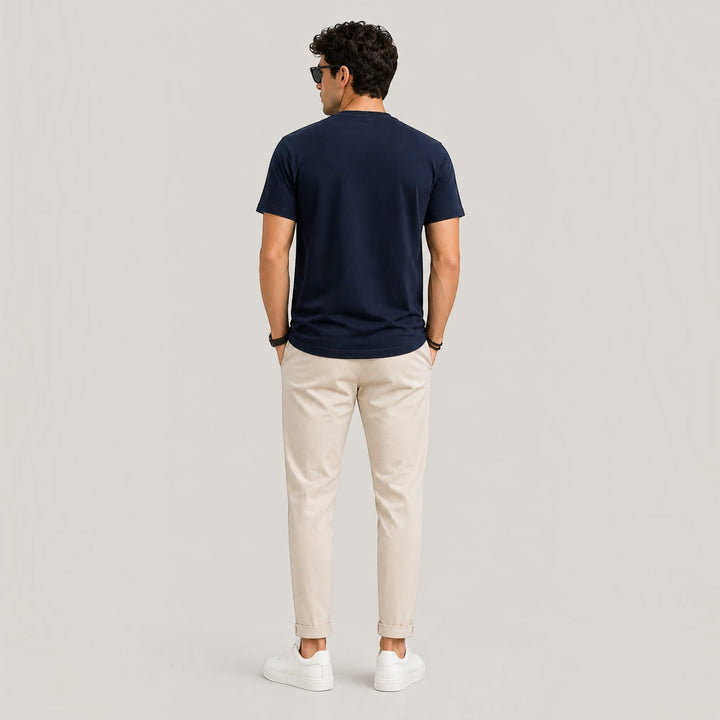 Soft feel men's crew neck tee, breathable for summer & spring casual wear.