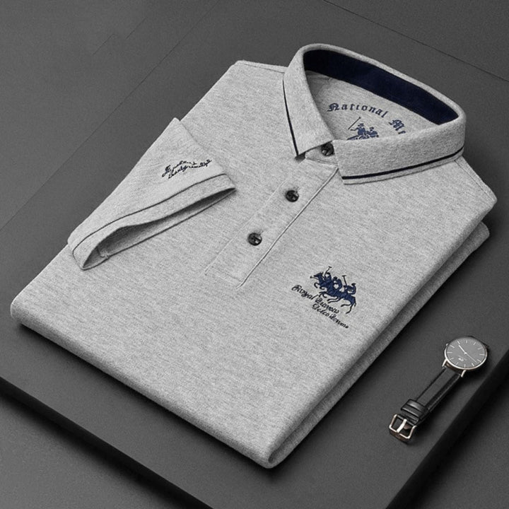 Red men's short-sleeve polo shirt, tipped collar design. A comfortable & stylish men's top for any occasion.