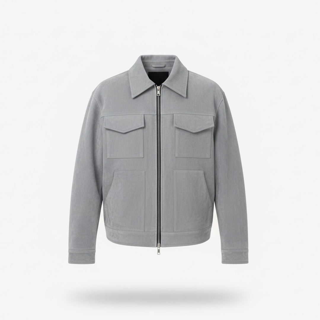 Men's sleek black city warm zip jacket for casual everyday wear. Perfect for winter fashion & outerwear.
