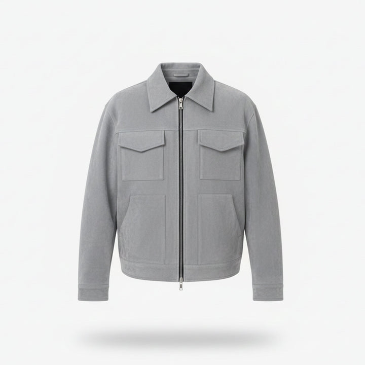 Men's sleek black city warm zip jacket for casual everyday wear. Perfect for winter fashion & outerwear.