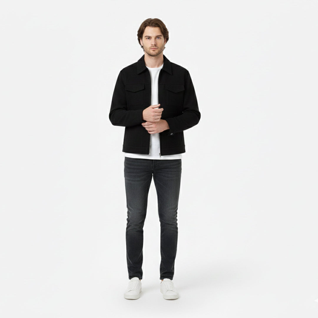 Sleek men's city-style brown zip jacket, perfect casual outerwear for everyday and winter fashion.