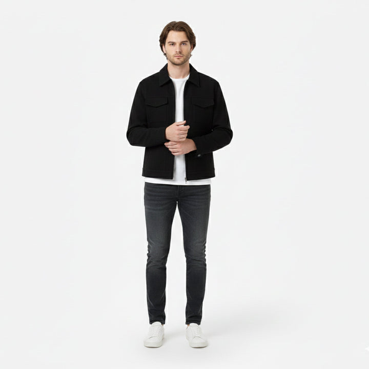 Sleek men's city-style brown zip jacket, perfect casual outerwear for everyday and winter fashion.