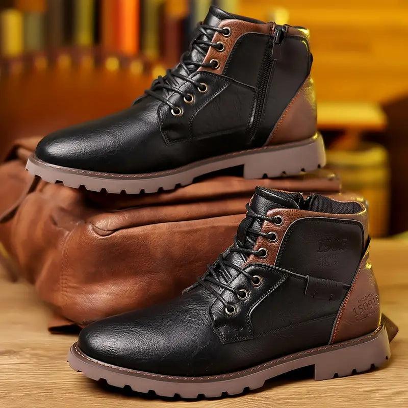Elegant men's dress boots with convenient side zipper closure. Features a polished finish & almond toe for sophisticated style.