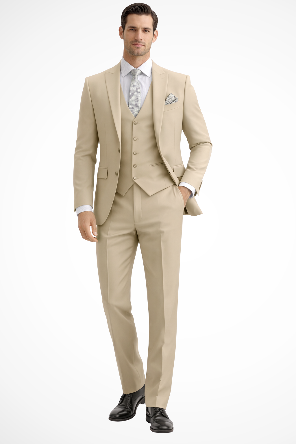 Men's prom 3-piece suit, slim fit, peak lapel, ensuring a sharp, modern and tailored look.