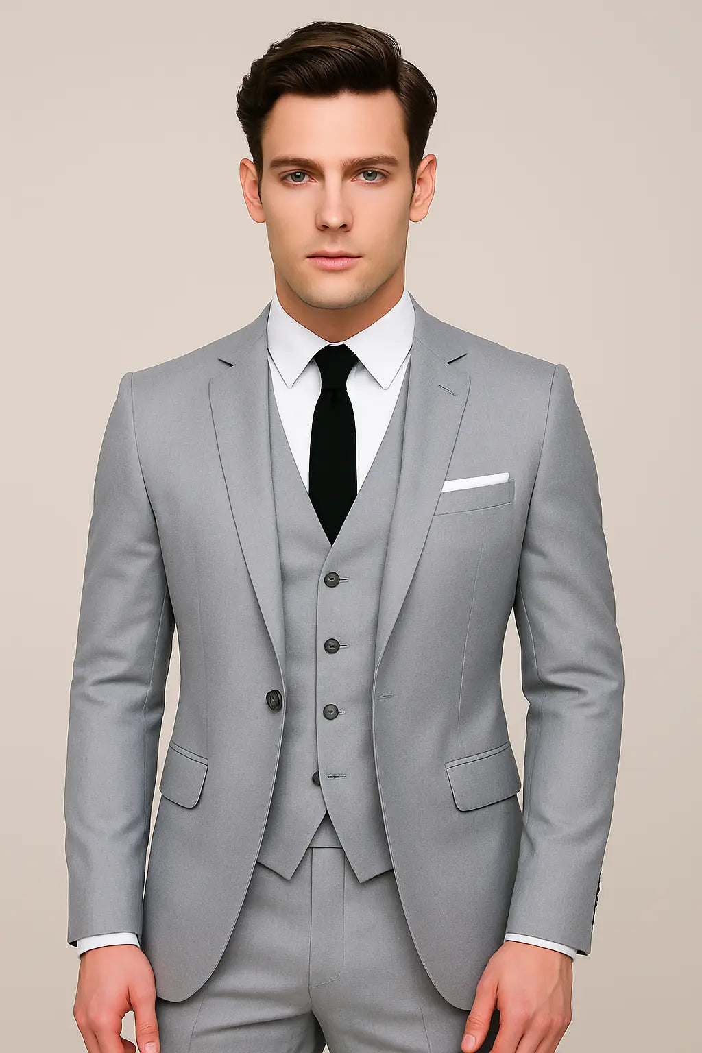 Elegant men's 3-piece slim fit suit, perfect for formal occasions, weddings, or professional business wear.