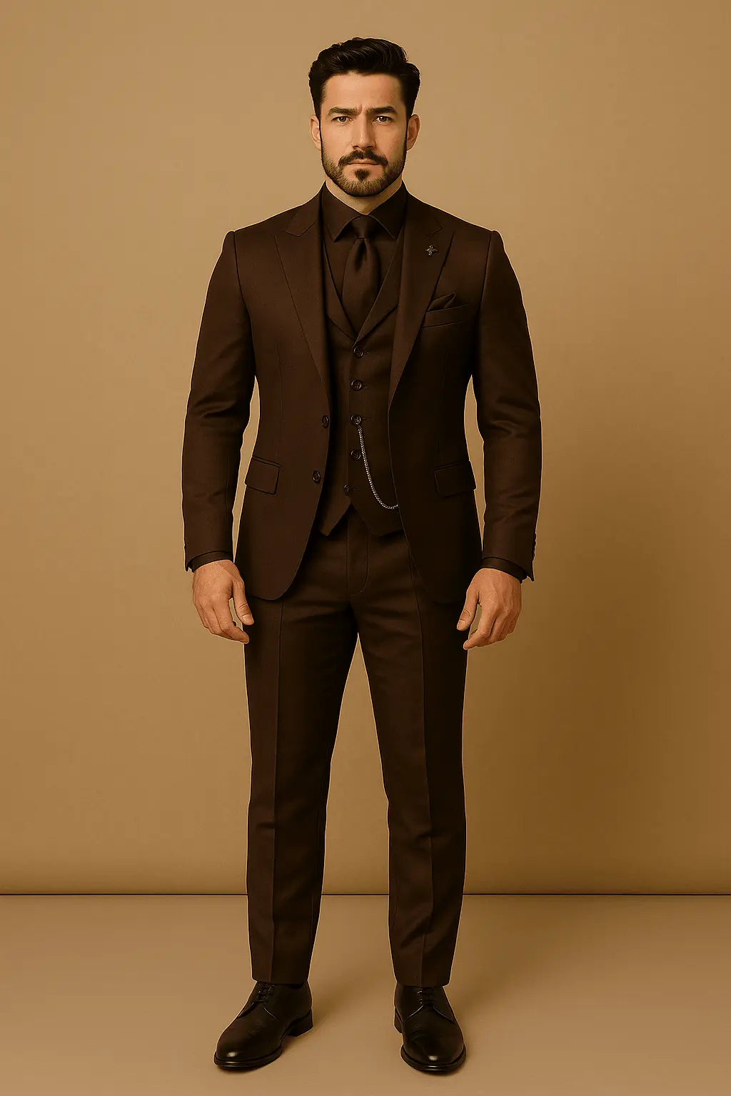Men's sleek slim fit 3-piece suit for professional meetings & formal events.