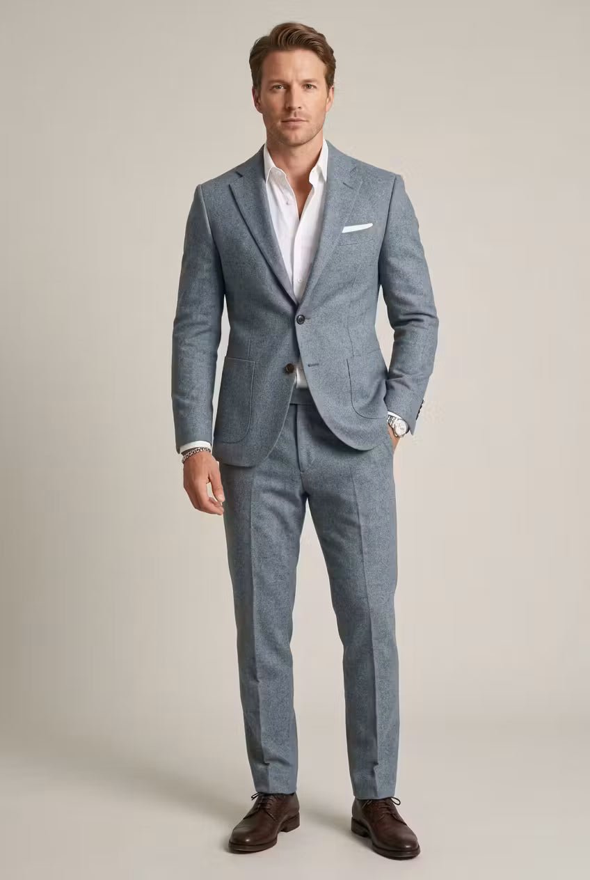 Men's slim-fit black two-piece suit for professional wear. Ideal for business, office, or formal events.