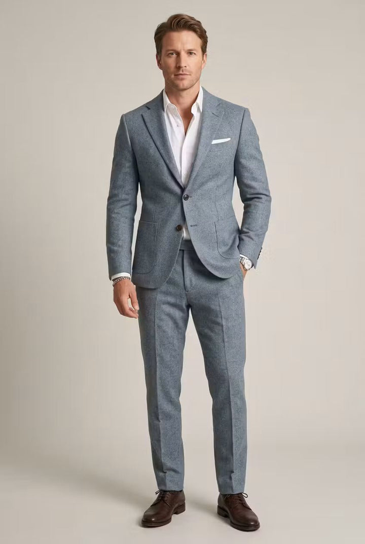 Men's slim-fit black two-piece suit for professional wear. Ideal for business, office, or formal events.