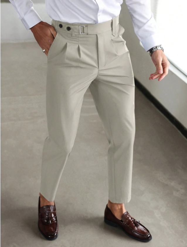 Men's slim fit business casual trousers in solid color, perfect for office, work & daily wear.