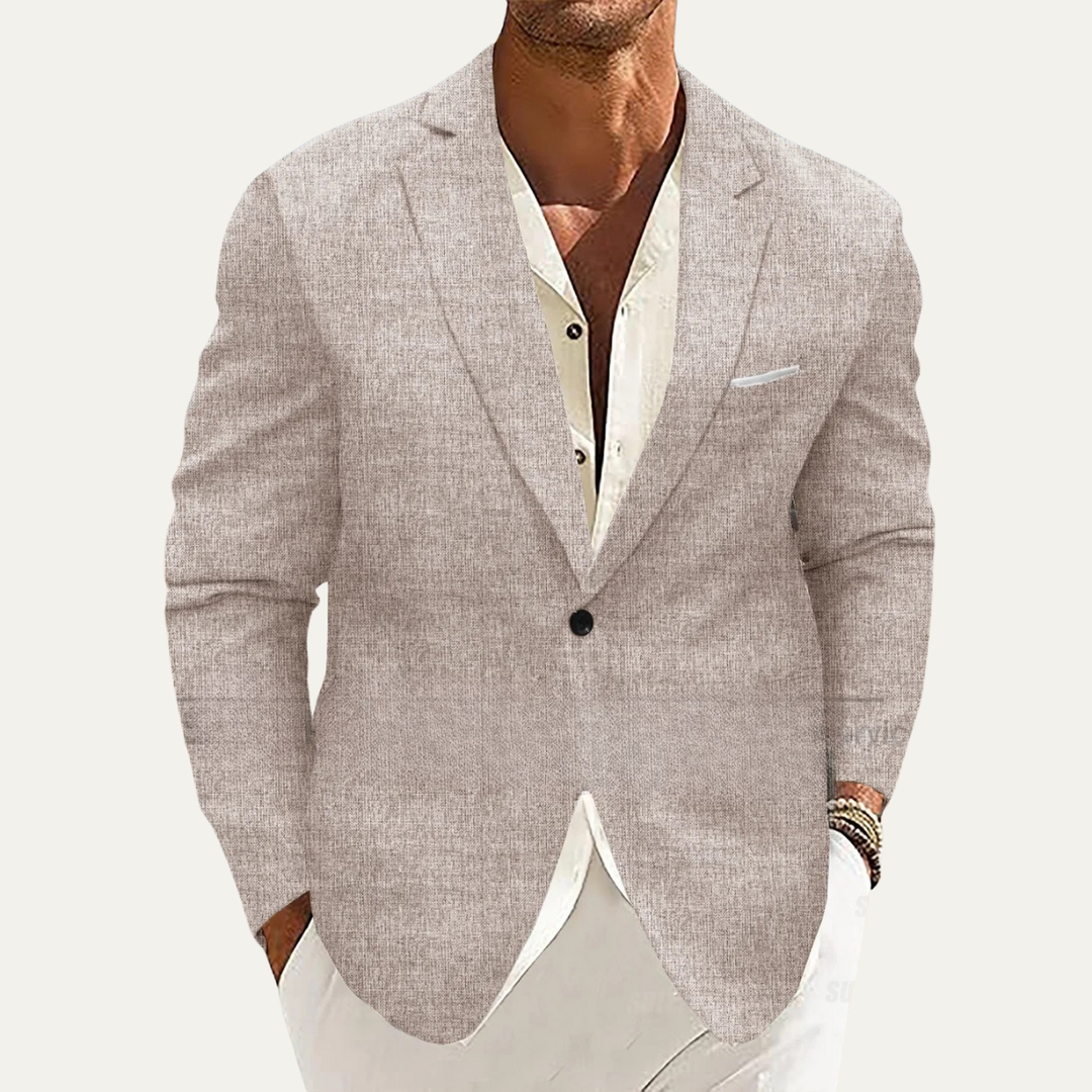 Stylish men's slim fit blazer, ideal for a smart casual look or professional business events.