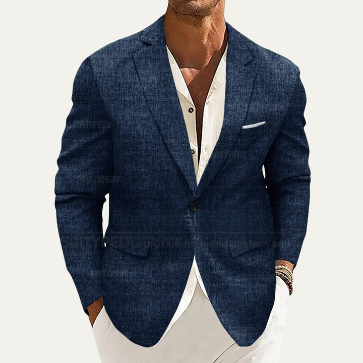 Lightweight and comfortable men's slim fit blazer, a versatile choice for everyday wear.