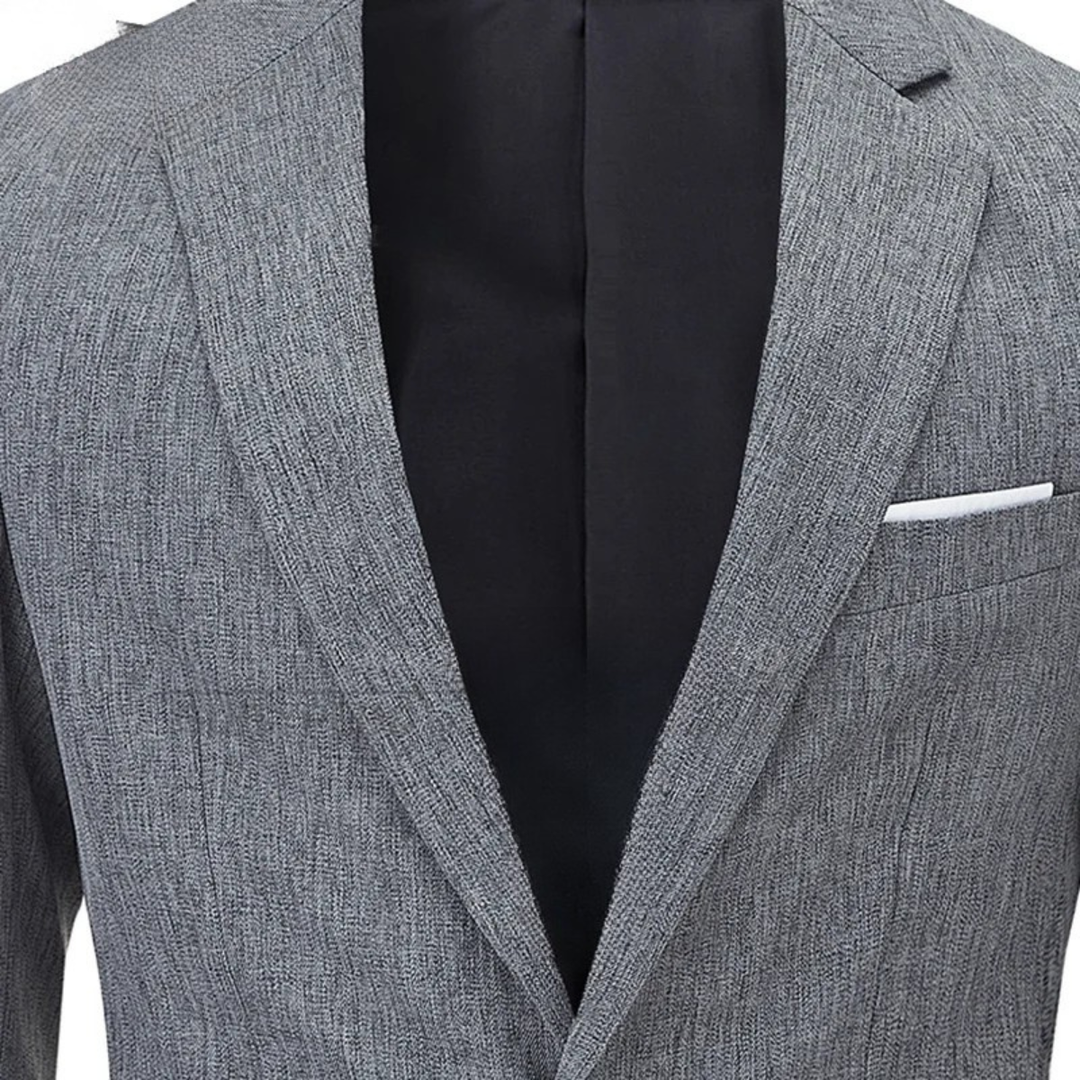 Versatile men's slim fit blazer for professional or casual settings, offering a polished look.