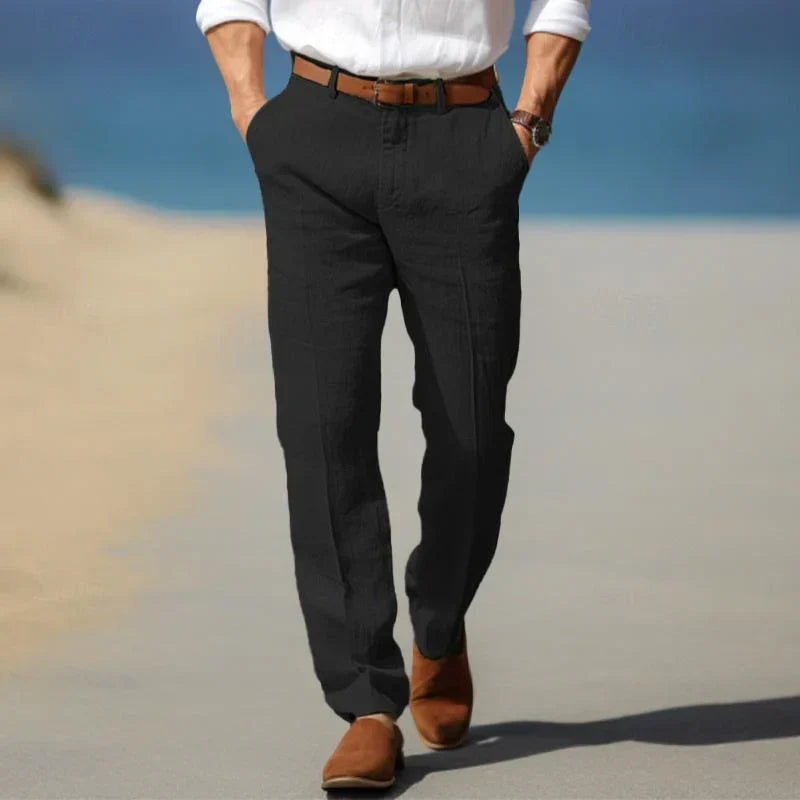 Men's slim fit casual tailored trousers, a comfortable and versatile choice for spring and summer fashion.