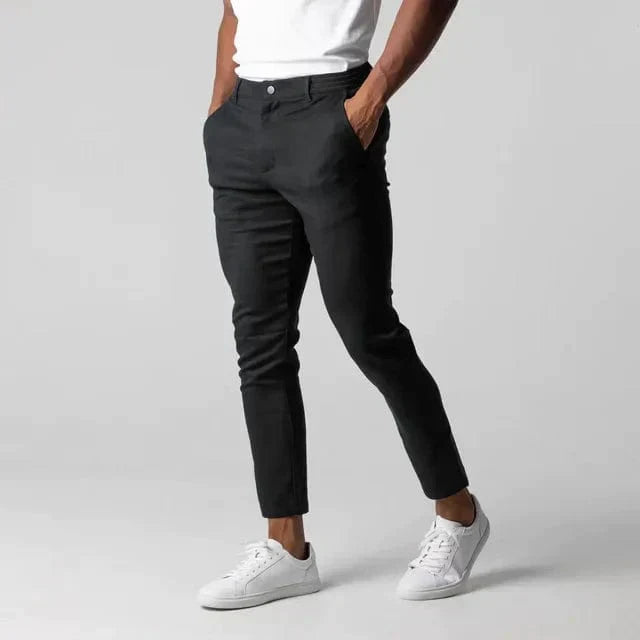 Versatile men's slim fit chinos for smart-casual office wear or relaxed weekend style. Comfortable everyday pants.