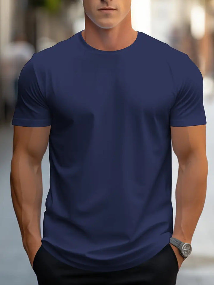 Essential men's slim fit crew neck tee, short sleeve design for versatile casual wear.