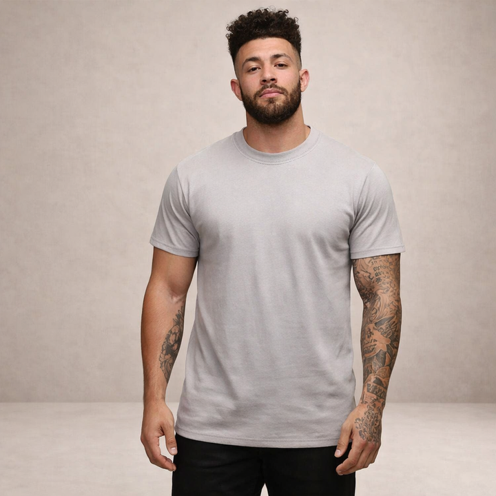 Versatile men's slim fit crew neck t-shirt, ideal for everyday and layering.