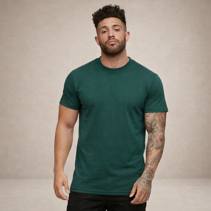 High-quality men's slim fit crew neck tee, a comfortable and versatile wardrobe essential.
