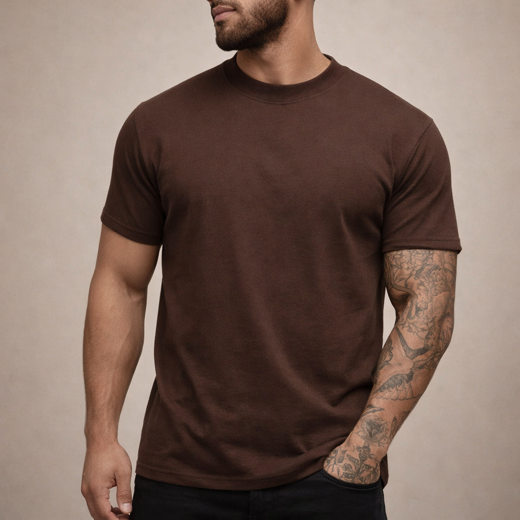 Everyday comfort: Men's essential slim fit crew neck t-shirt in a solid color.