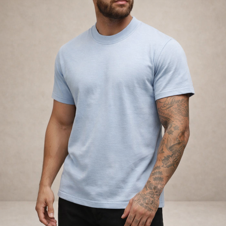 Short sleeve men's slim fit tee, crew neck design for versatile casual fashion.