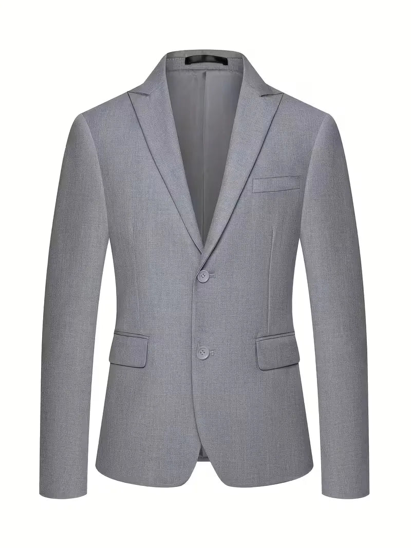 Versatile men's slim fit double-breasted suit, perfect business attire or wedding outfit.