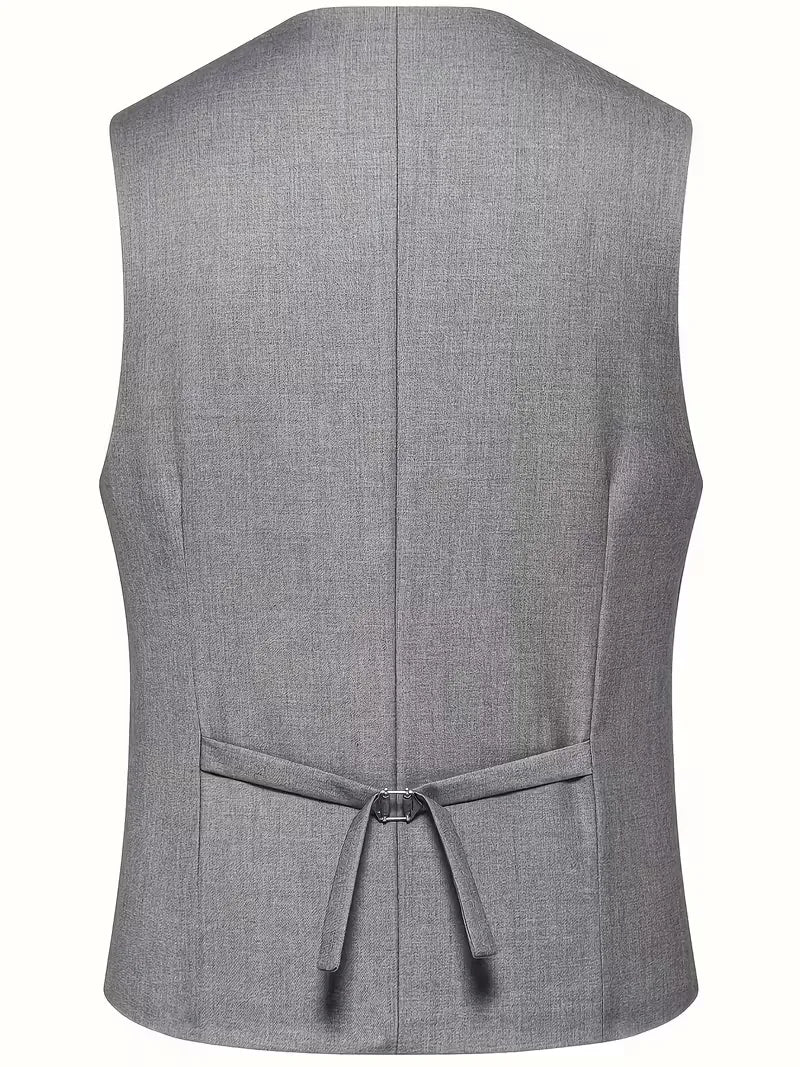 Men's double-breasted slim fit suit, a complete three-piece set for formal and party wear.