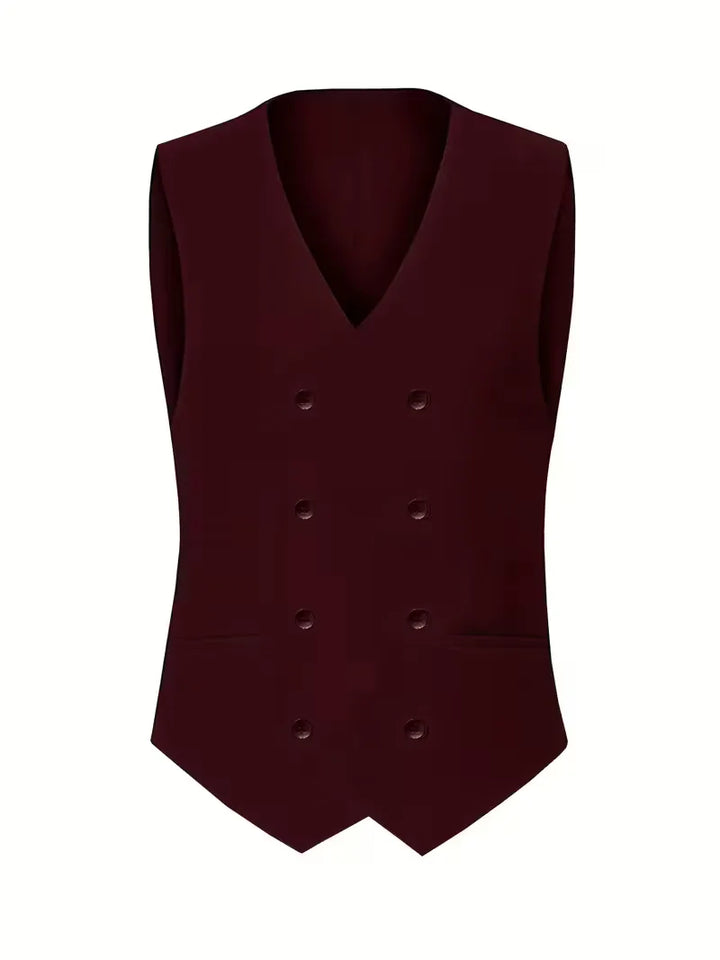 Men's party suit: slim fit, double-breasted three-piece design for a memorable entrance.