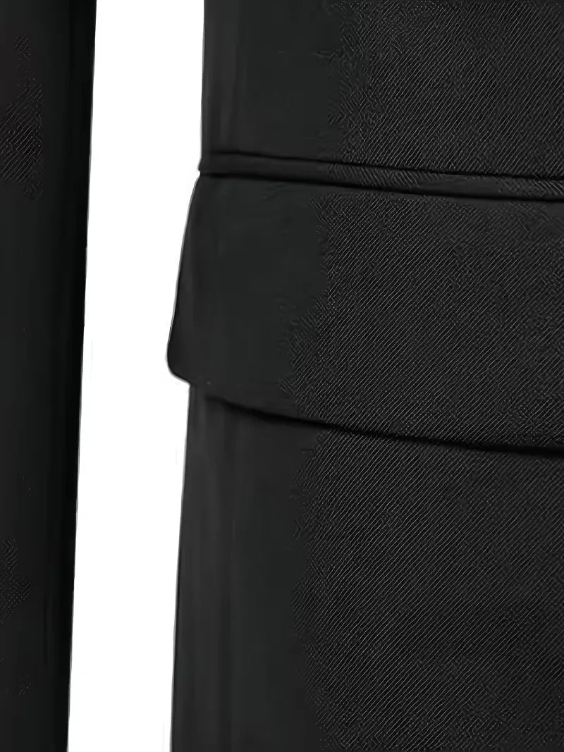 Classic men's tailored three-piece suit, double-breasted and slim fit for elegant fashion.