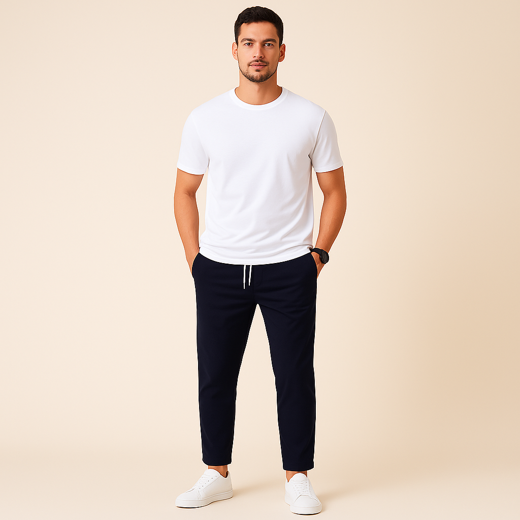 Men's slim fit drawstring pants for ultimate comfort & casual style, ideal for everyday wear.