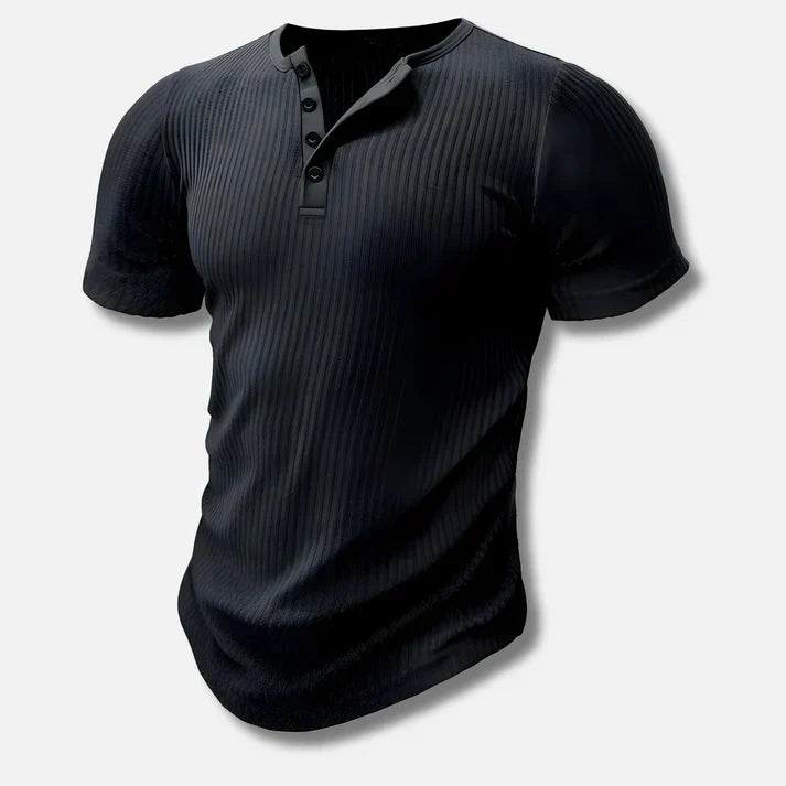 Men's Slim-Fit Henley T-Shirt with button closure, perfect for casual everyday style.