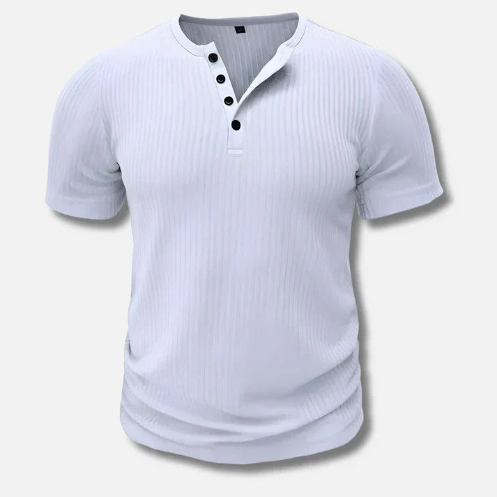 New Men's Slim-Fit Henley T-Shirt, a casual button shirt for versatile everyday style and modern looks.