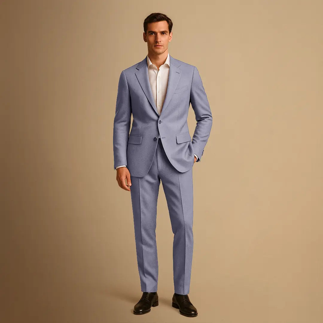 Professional men's lightweight slim fit two-piece suit. Stylish for business meetings, formal events & parties.