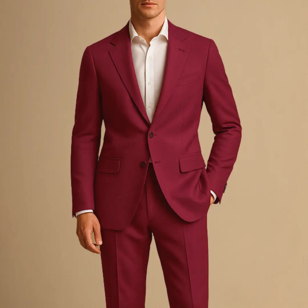 Comfortable lightweight men's slim fit two-piece suit. Perfect for all-day wear at weddings, events & business attire.